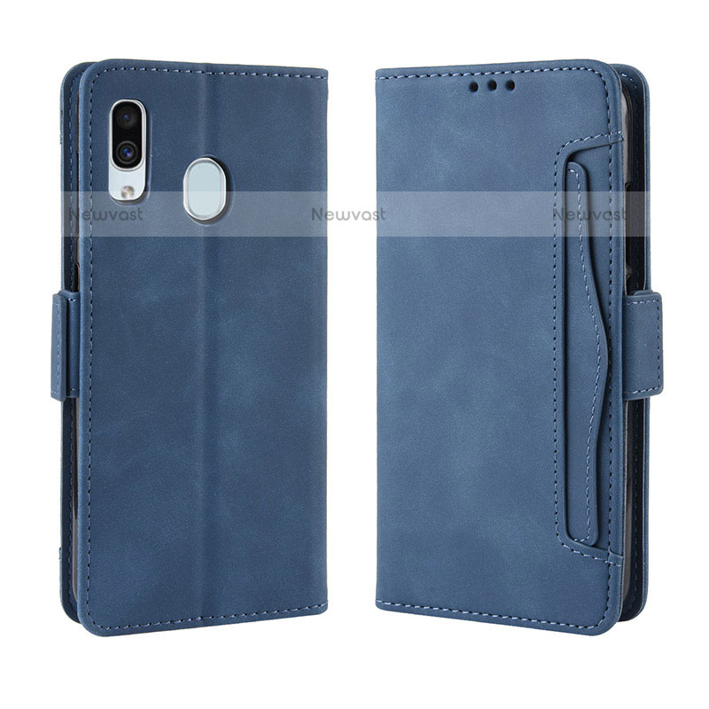 Leather Case Stands Flip Cover Holder BY3 for Samsung Galaxy A20