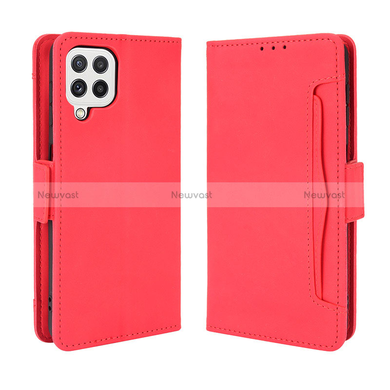 Leather Case Stands Flip Cover Holder BY3 for Samsung Galaxy A22 4G Red