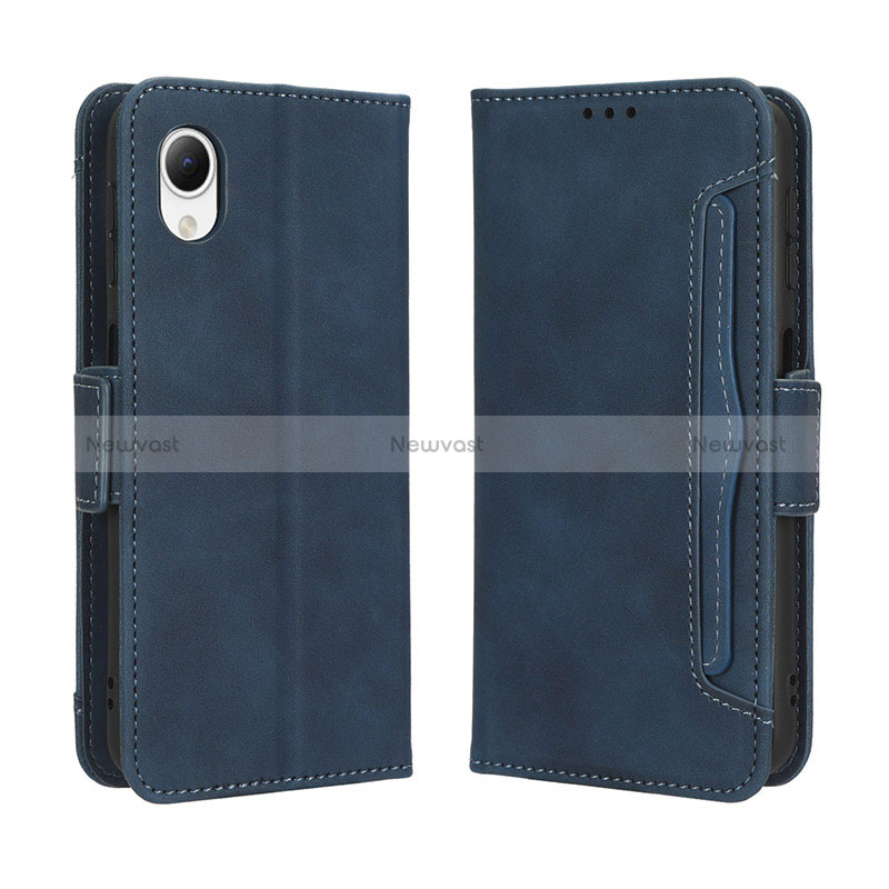 Leather Case Stands Flip Cover Holder BY3 for Samsung Galaxy A23 5G SC-56C Blue