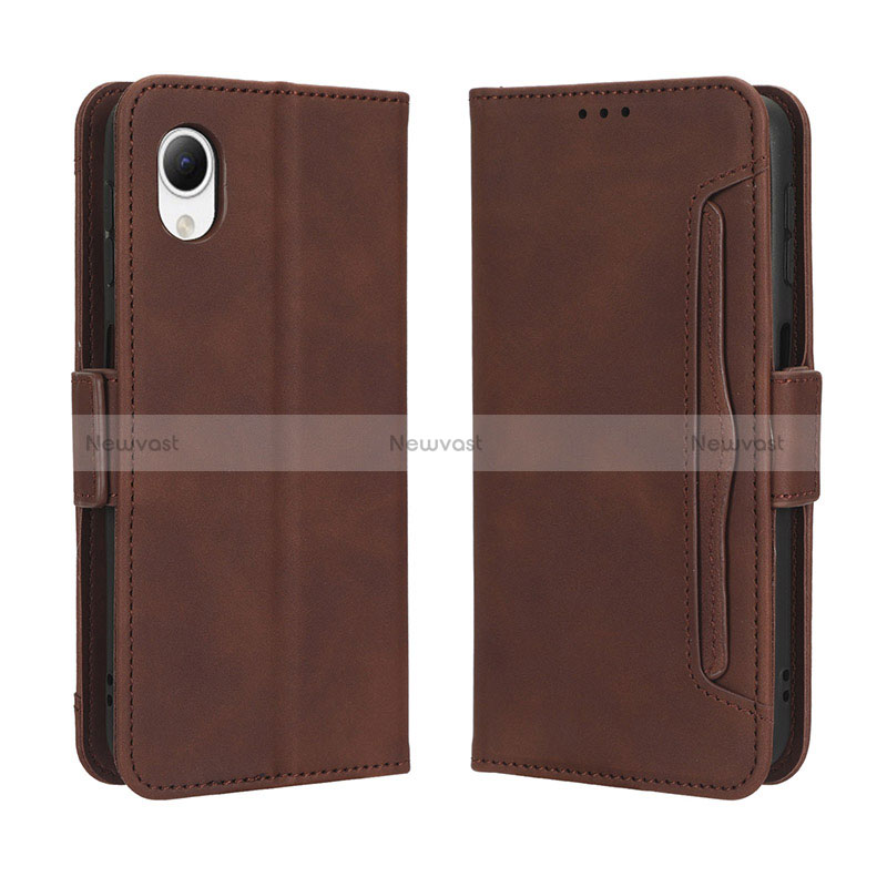 Leather Case Stands Flip Cover Holder BY3 for Samsung Galaxy A23s Brown