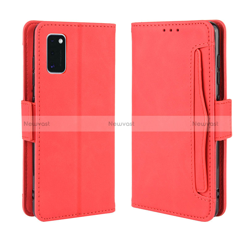 Leather Case Stands Flip Cover Holder BY3 for Samsung Galaxy A41 Red