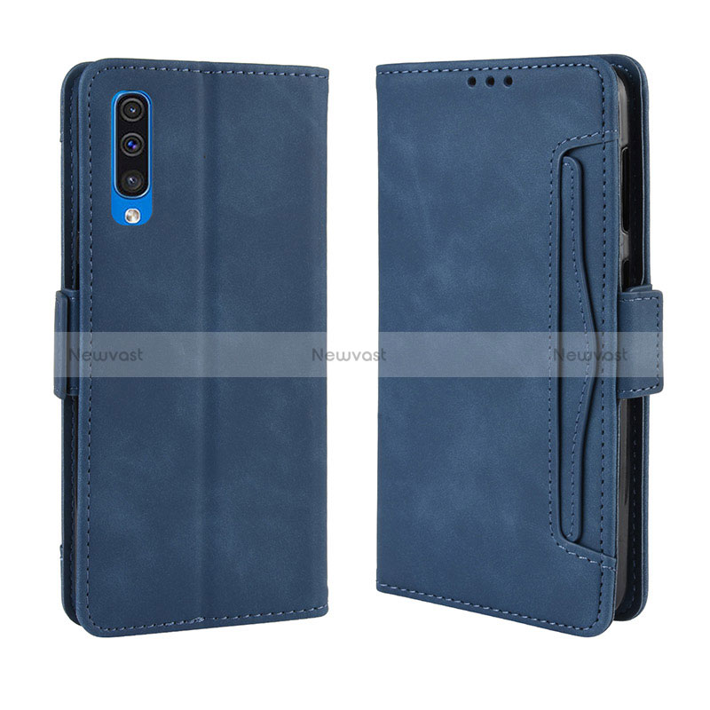 Leather Case Stands Flip Cover Holder BY3 for Samsung Galaxy A50 Blue