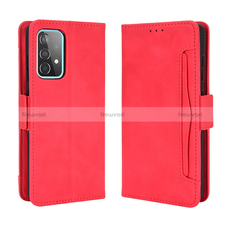 Leather Case Stands Flip Cover Holder BY3 for Samsung Galaxy A52 4G Red