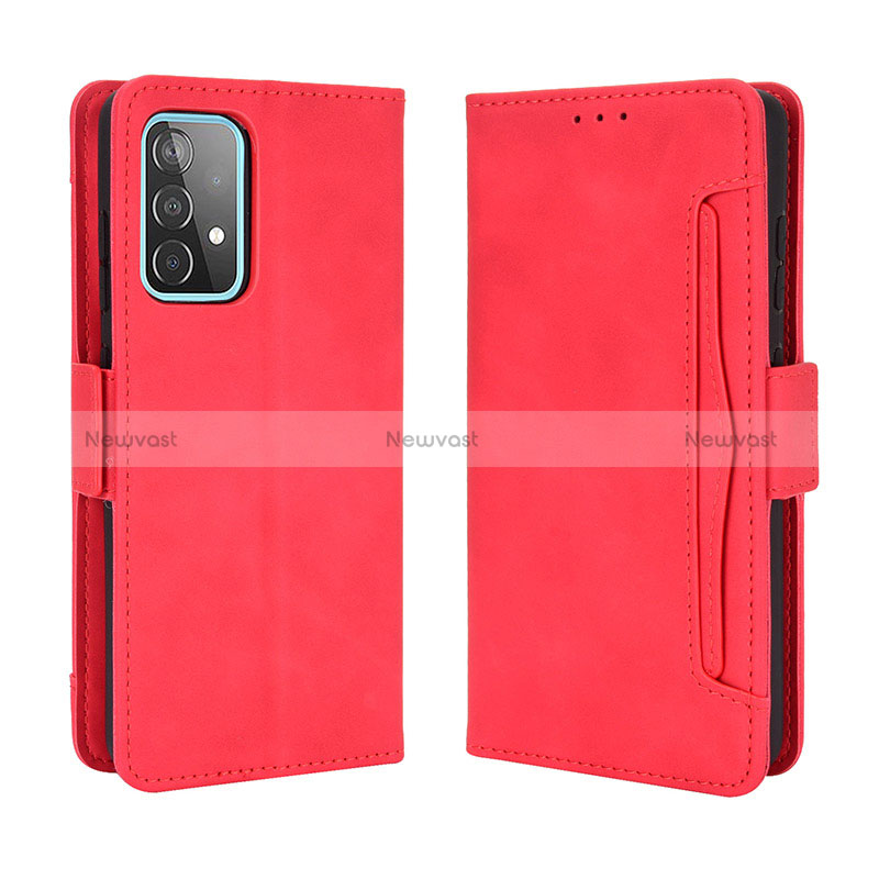 Leather Case Stands Flip Cover Holder BY3 for Samsung Galaxy A52 5G Red