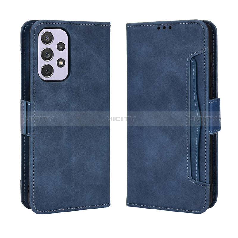 Leather Case Stands Flip Cover Holder BY3 for Samsung Galaxy A53 5G Blue