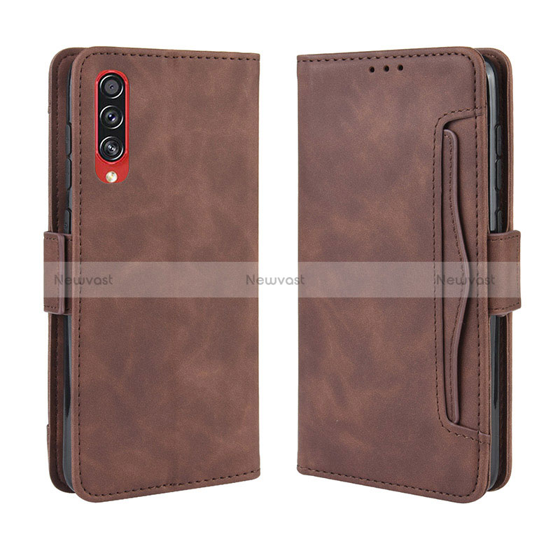 Leather Case Stands Flip Cover Holder BY3 for Samsung Galaxy A70S Brown