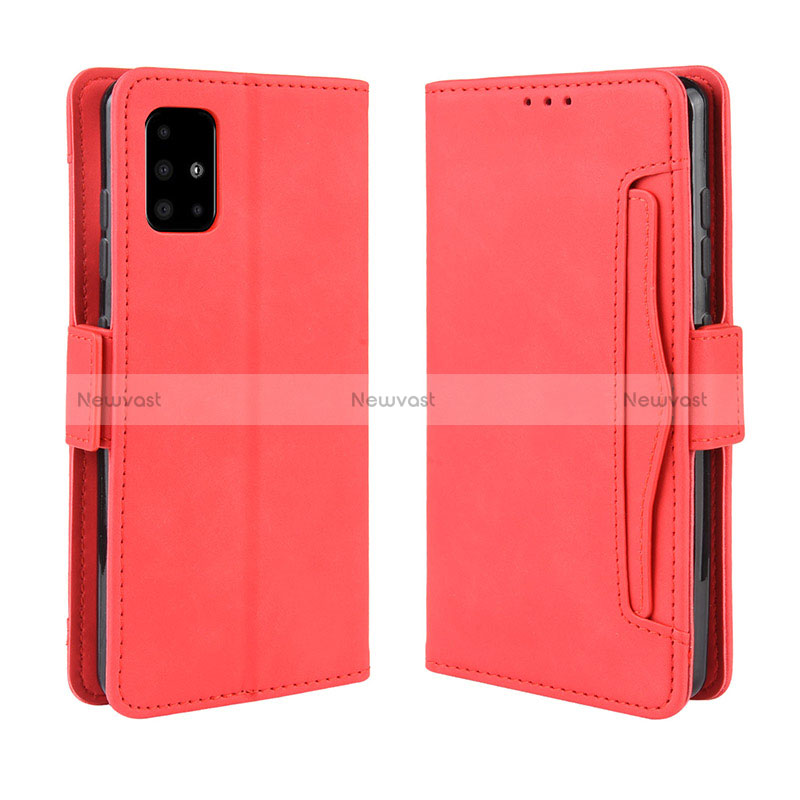 Leather Case Stands Flip Cover Holder BY3 for Samsung Galaxy A71 5G Red