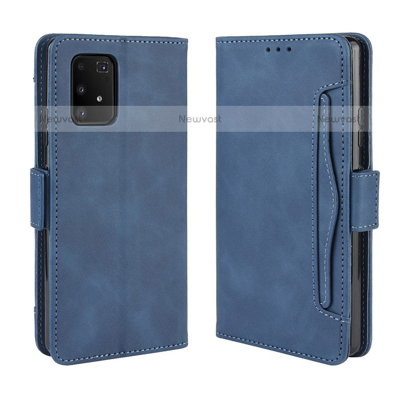 Leather Case Stands Flip Cover Holder BY3 for Samsung Galaxy A91 Blue