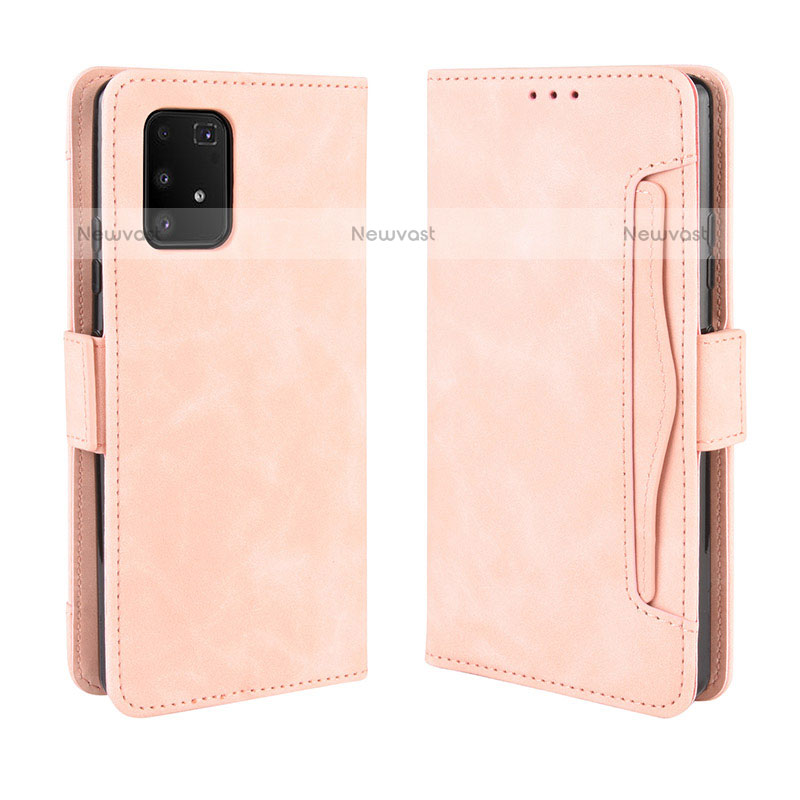 Leather Case Stands Flip Cover Holder BY3 for Samsung Galaxy A91 Pink