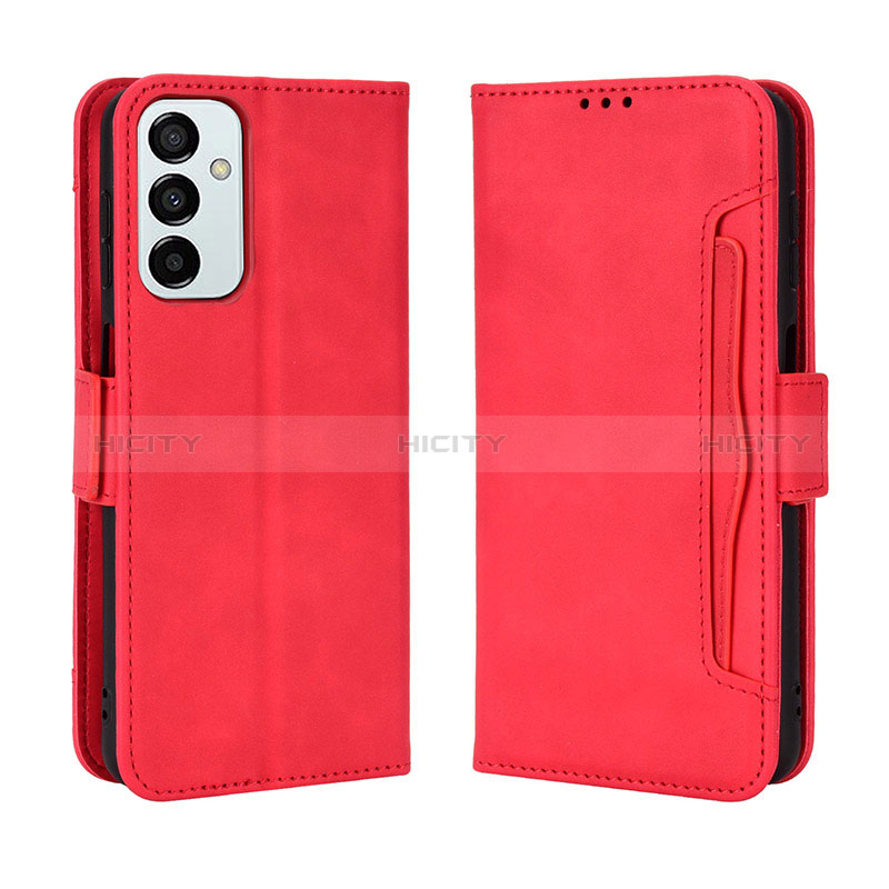 Leather Case Stands Flip Cover Holder BY3 for Samsung Galaxy F23 5G Red