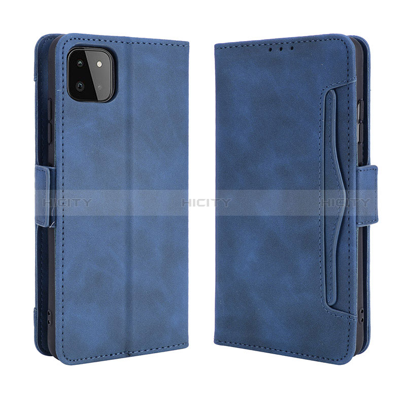 Leather Case Stands Flip Cover Holder BY3 for Samsung Galaxy F42 5G Blue