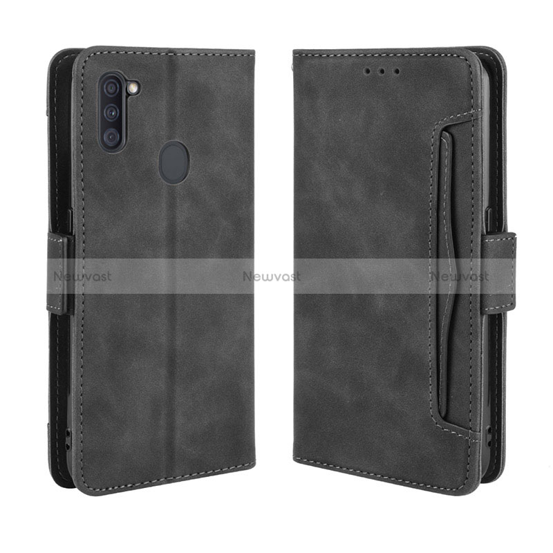 Leather Case Stands Flip Cover Holder BY3 for Samsung Galaxy M11 Black