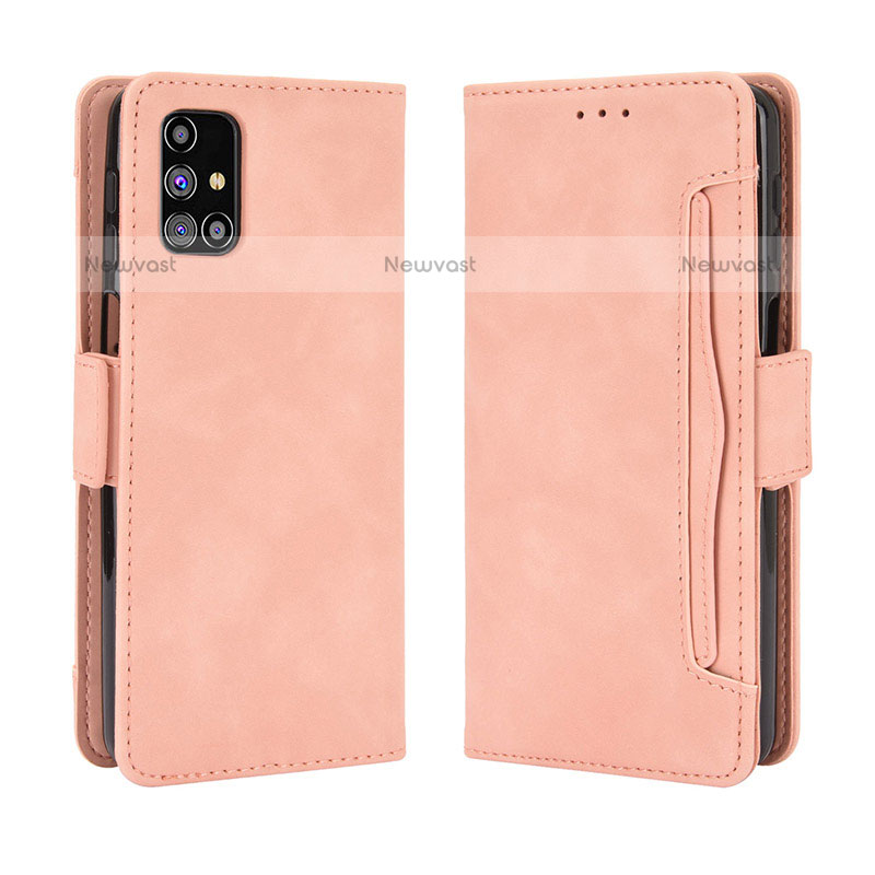 Leather Case Stands Flip Cover Holder BY3 for Samsung Galaxy M31s Pink