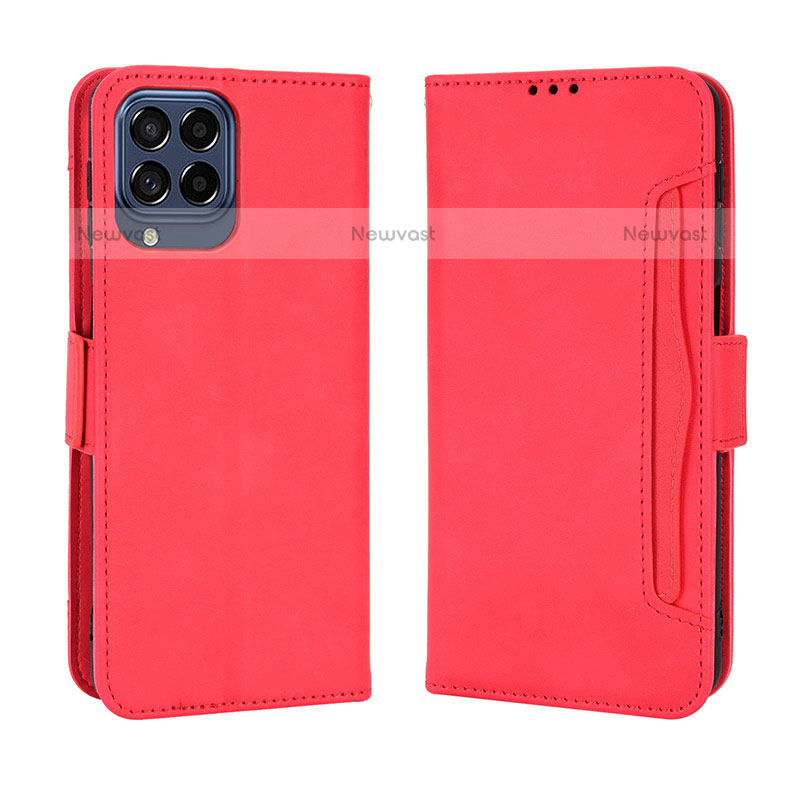 Leather Case Stands Flip Cover Holder BY3 for Samsung Galaxy M33 5G Red