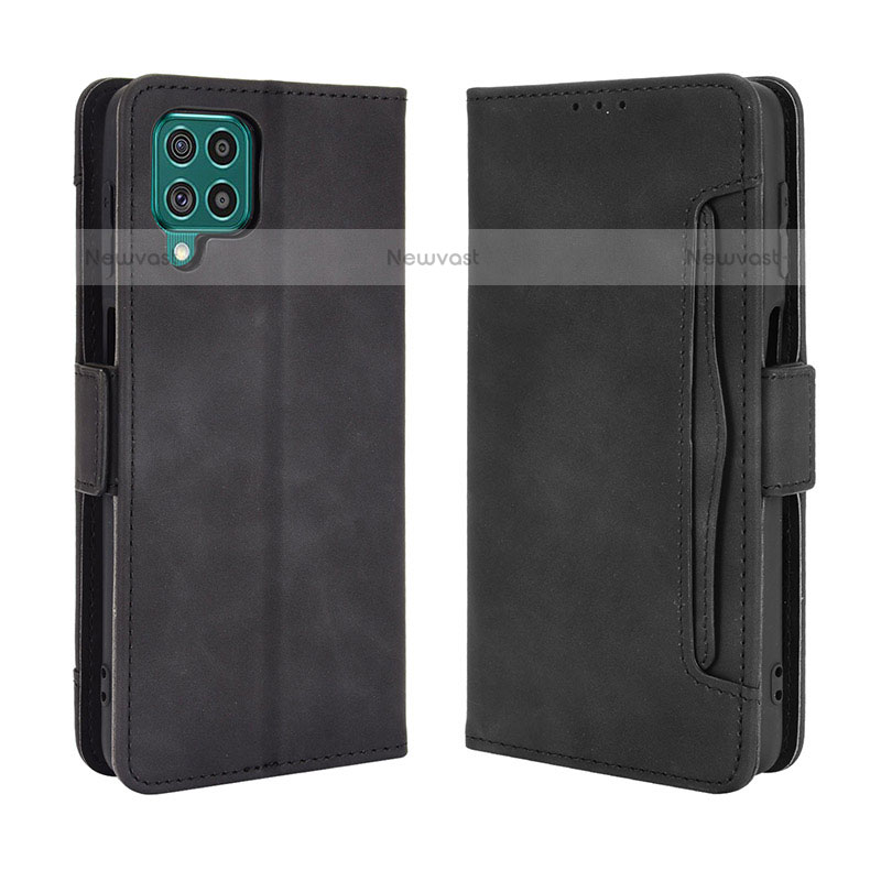 Leather Case Stands Flip Cover Holder BY3 for Samsung Galaxy M62 4G Black