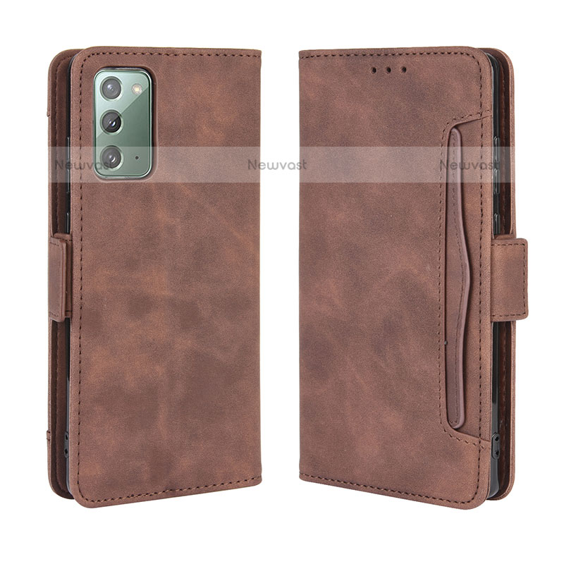 Leather Case Stands Flip Cover Holder BY3 for Samsung Galaxy Note 20 5G Brown