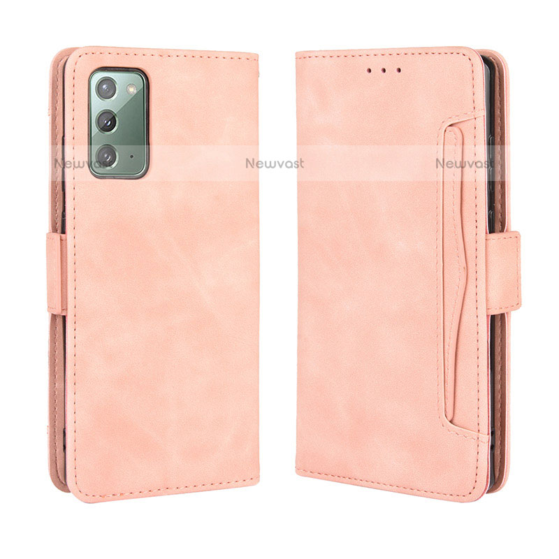 Leather Case Stands Flip Cover Holder BY3 for Samsung Galaxy Note 20 5G Pink