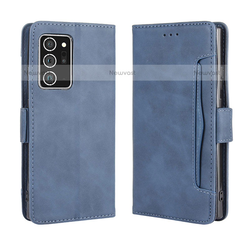 Leather Case Stands Flip Cover Holder BY3 for Samsung Galaxy Note 20 Ultra 5G Blue