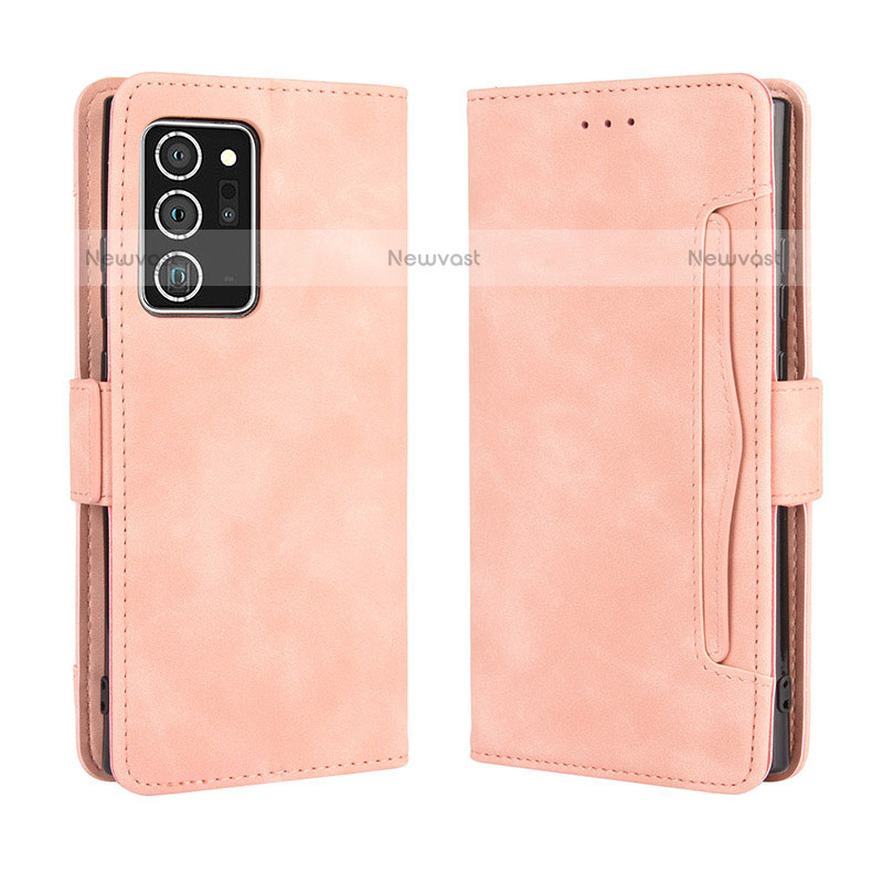 Leather Case Stands Flip Cover Holder BY3 for Samsung Galaxy Note 20 Ultra 5G Pink