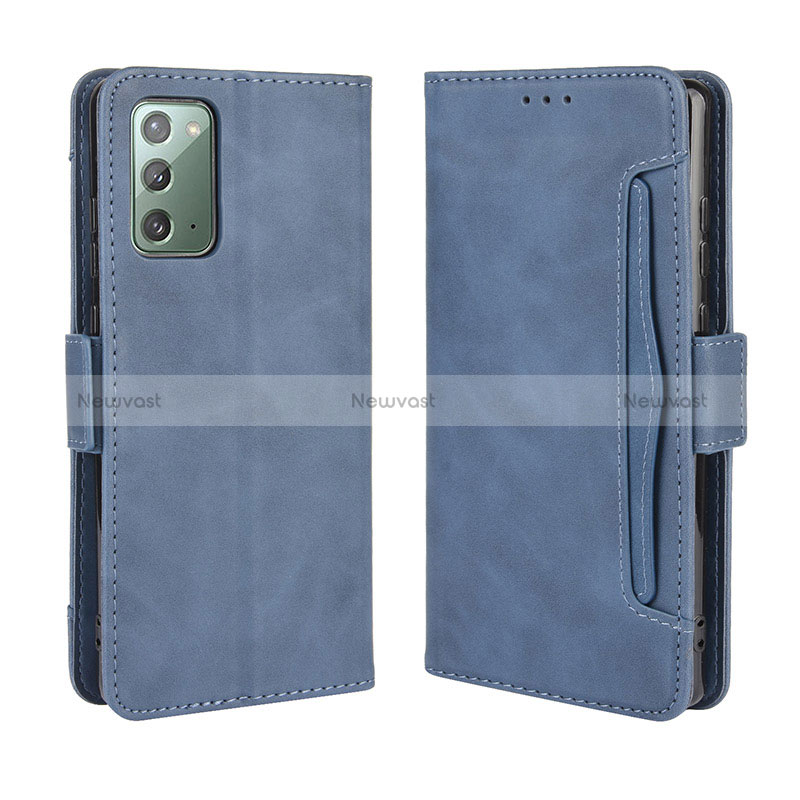 Leather Case Stands Flip Cover Holder BY3 for Samsung Galaxy S20 FE 4G Blue