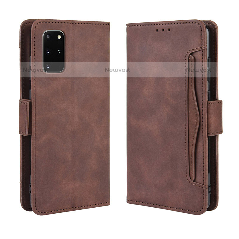 Leather Case Stands Flip Cover Holder BY3 for Samsung Galaxy S20 Plus Brown