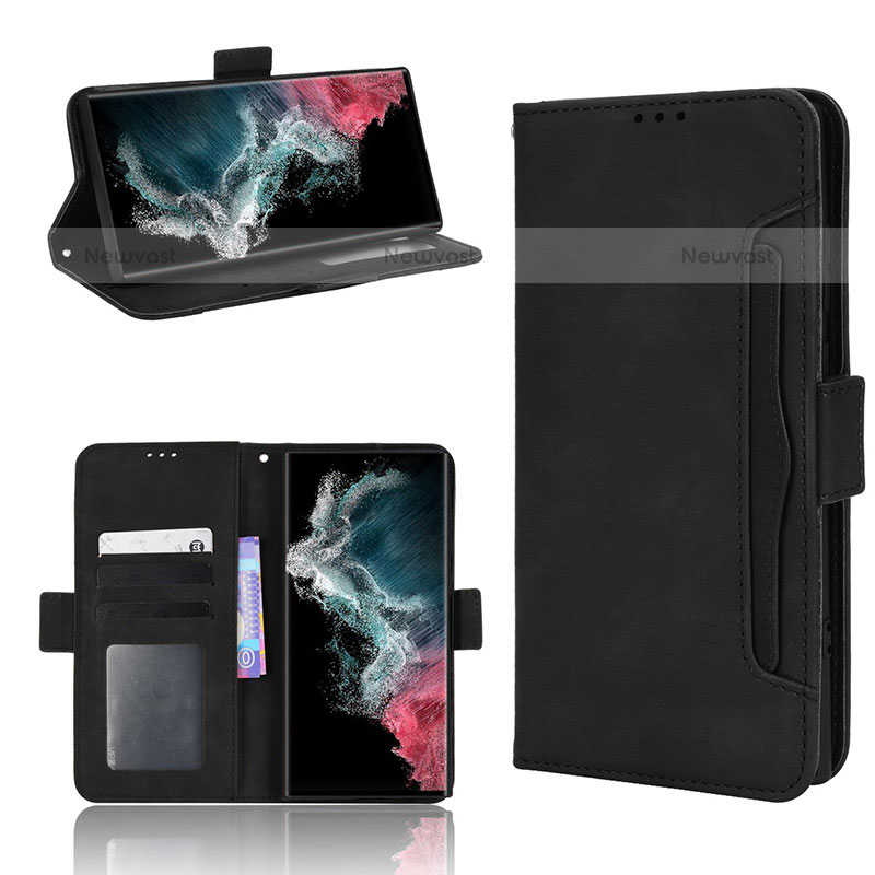 Leather Case Stands Flip Cover Holder BY3 for Samsung Galaxy S23 Ultra 5G