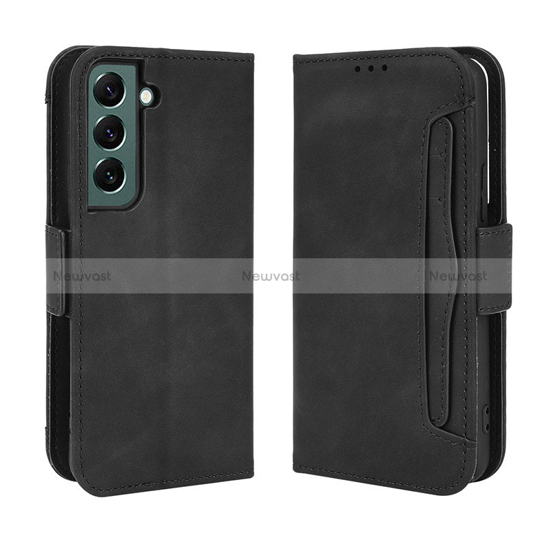 Leather Case Stands Flip Cover Holder BY3 for Samsung Galaxy S24 Plus 5G Black