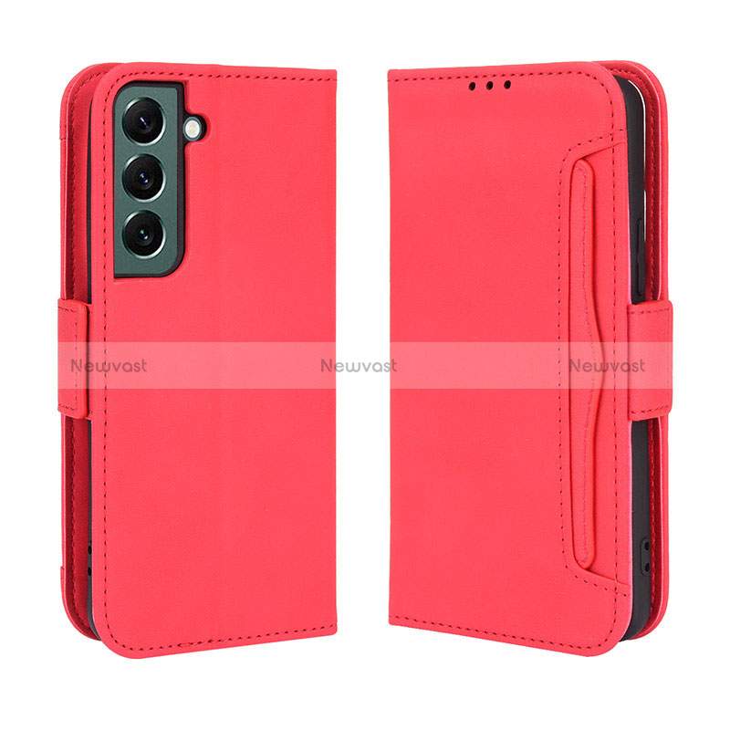 Leather Case Stands Flip Cover Holder BY3 for Samsung Galaxy S25 Plus 5G Red