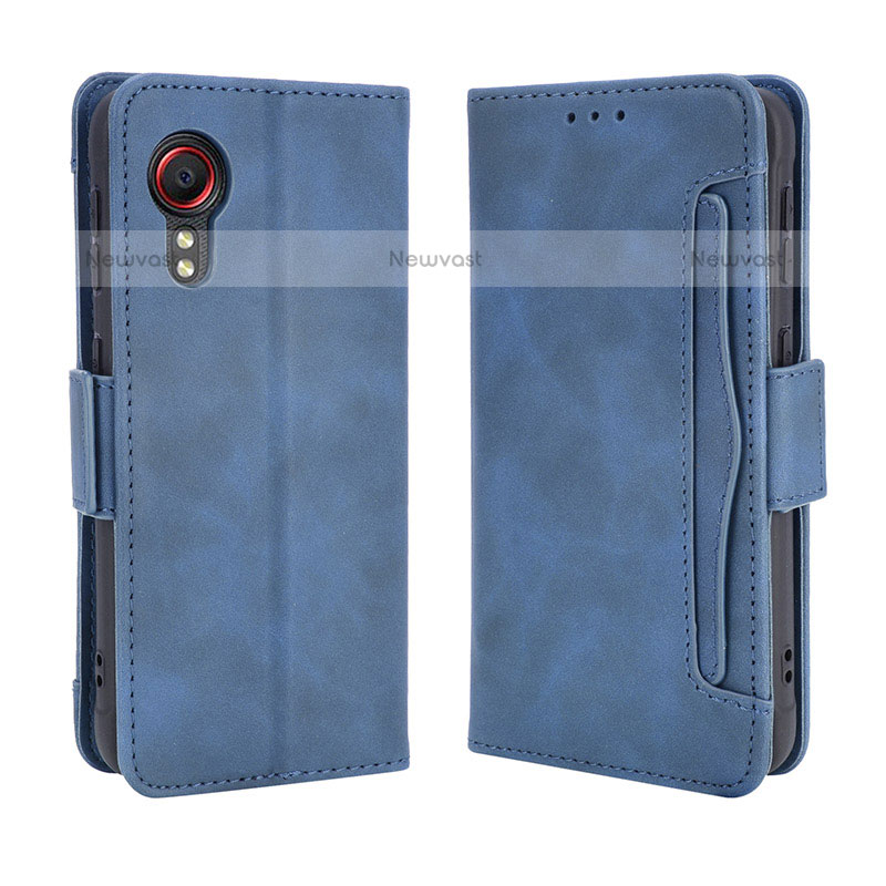 Leather Case Stands Flip Cover Holder BY3 for Samsung Galaxy XCover 5 SM-G525F Blue