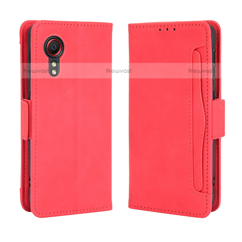 Leather Case Stands Flip Cover Holder BY3 for Samsung Galaxy XCover 5 SM-G525F Red