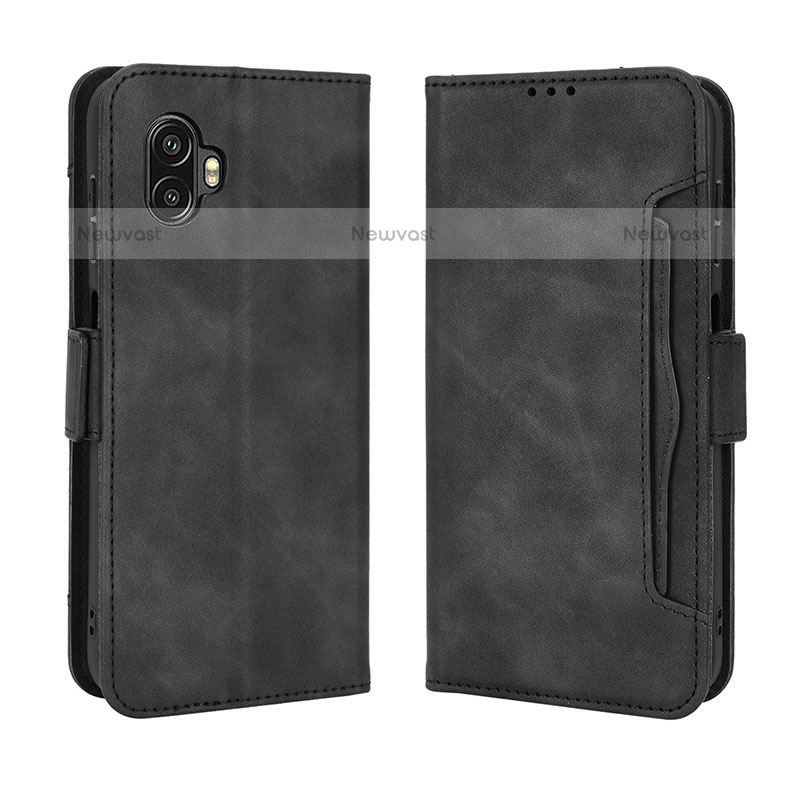 Leather Case Stands Flip Cover Holder BY3 for Samsung Galaxy XCover 6 Pro 5G Black