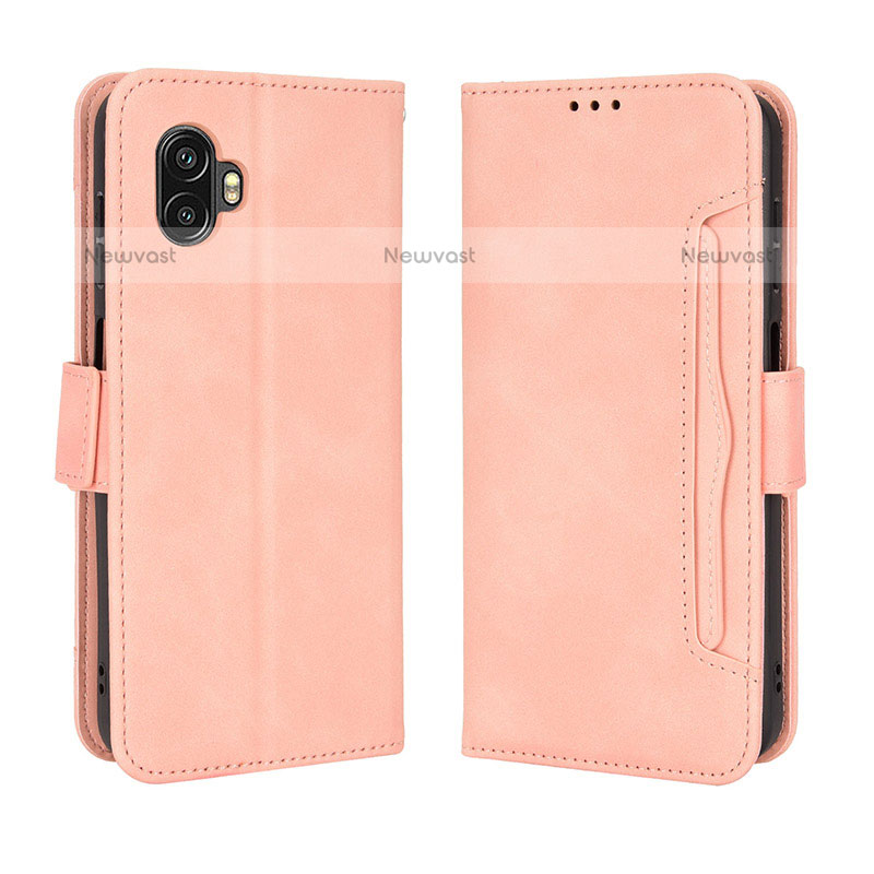 Leather Case Stands Flip Cover Holder BY3 for Samsung Galaxy XCover 6 Pro 5G Pink