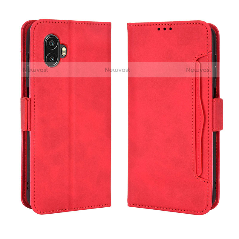 Leather Case Stands Flip Cover Holder BY3 for Samsung Galaxy XCover 6 Pro 5G Red