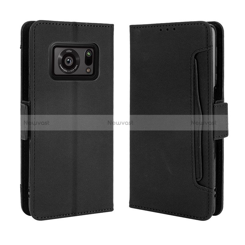 Leather Case Stands Flip Cover Holder BY3 for Sharp Aquos R6 Black