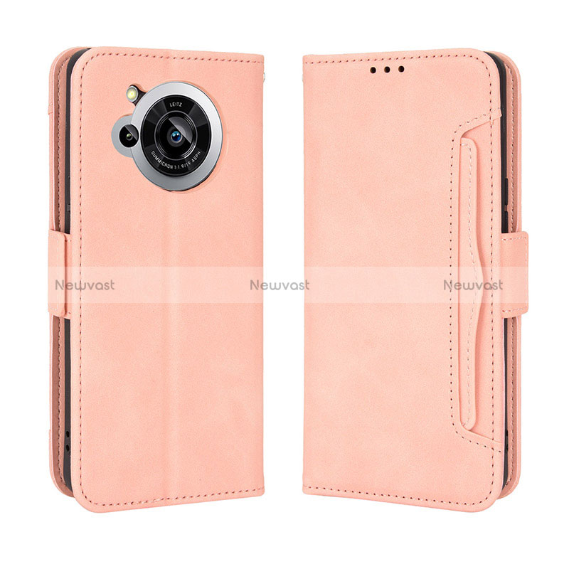 Leather Case Stands Flip Cover Holder BY3 for Sharp Aquos R7 Pink