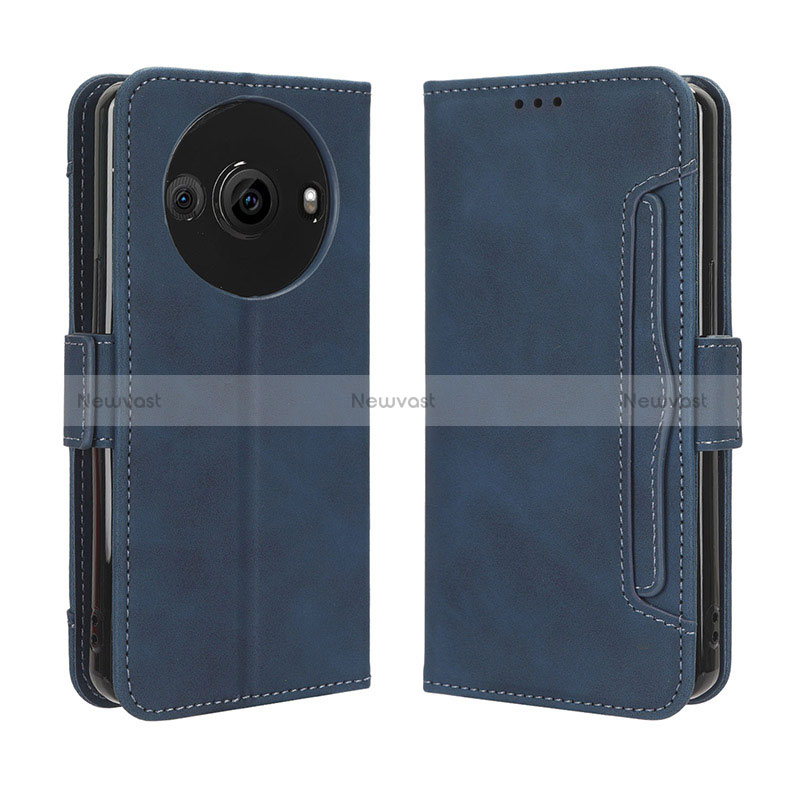 Leather Case Stands Flip Cover Holder BY3 for Sharp Aquos R8s Pro Blue