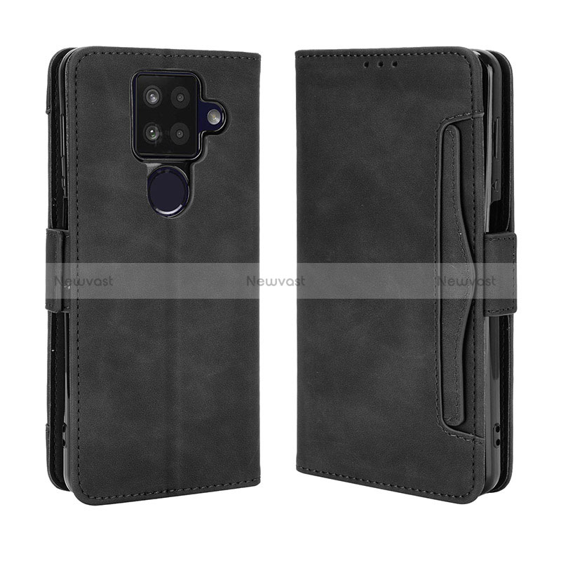 Leather Case Stands Flip Cover Holder BY3 for Sharp Aquos Sense4 Plus Black