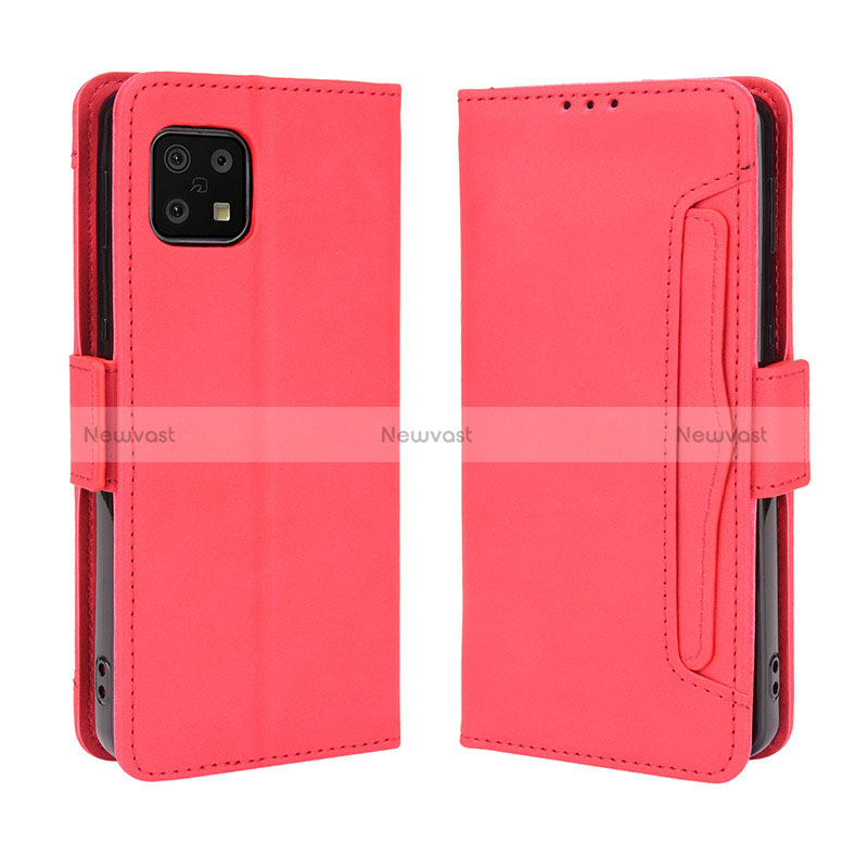 Leather Case Stands Flip Cover Holder BY3 for Sharp Aquos Sense6s Red