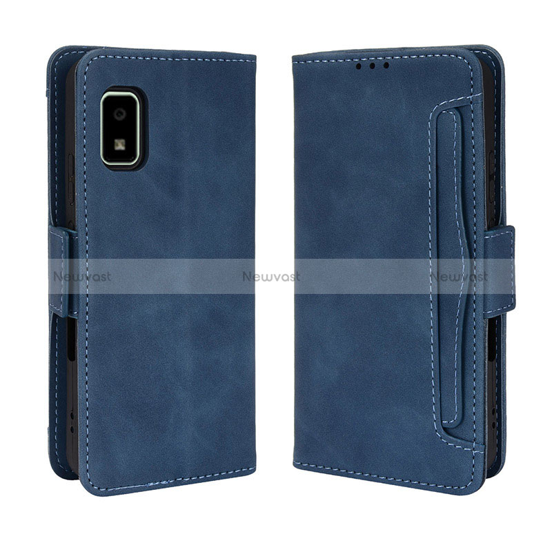 Leather Case Stands Flip Cover Holder BY3 for Sharp Aquos wish2 Blue