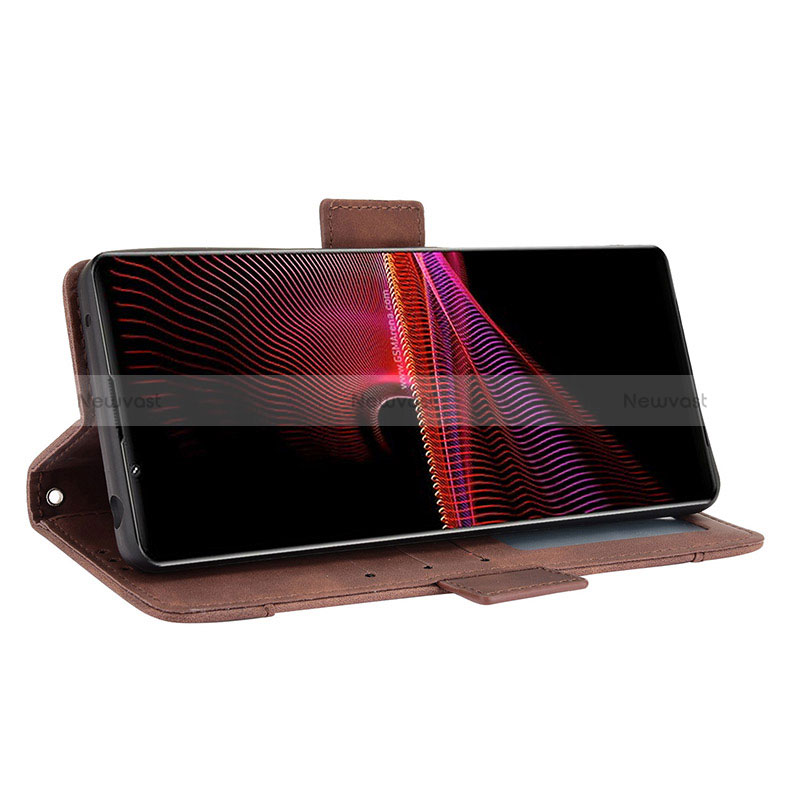 Leather Case Stands Flip Cover Holder BY3 for Sony Xperia 1 III