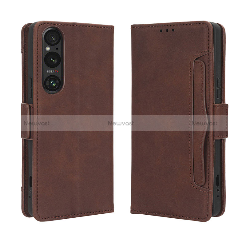 Leather Case Stands Flip Cover Holder BY3 for Sony Xperia 1 V