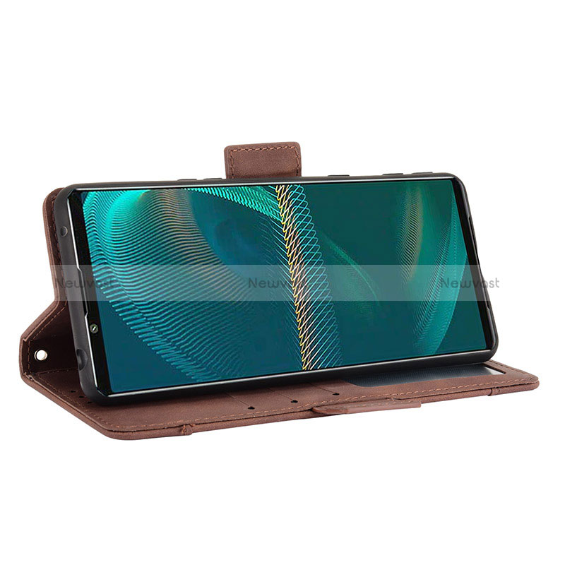 Leather Case Stands Flip Cover Holder BY3 for Sony Xperia 5 III SO-53B