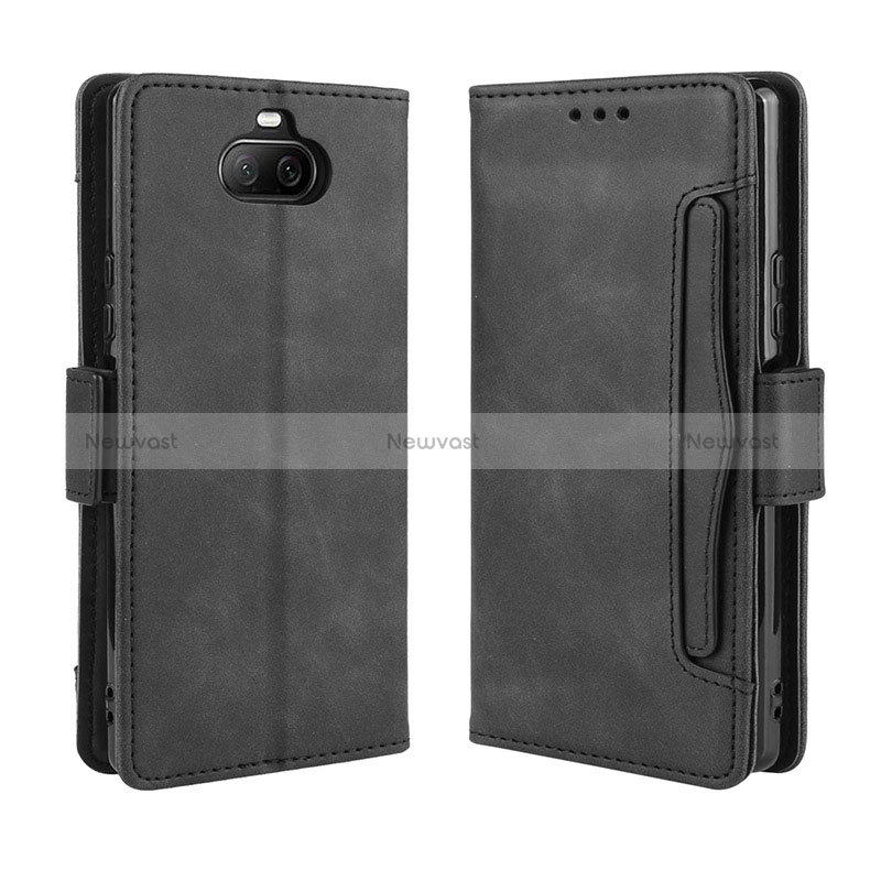 Leather Case Stands Flip Cover Holder BY3 for Sony Xperia 8 Black