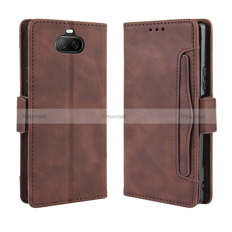 Leather Case Stands Flip Cover Holder BY3 for Sony Xperia 8 Brown