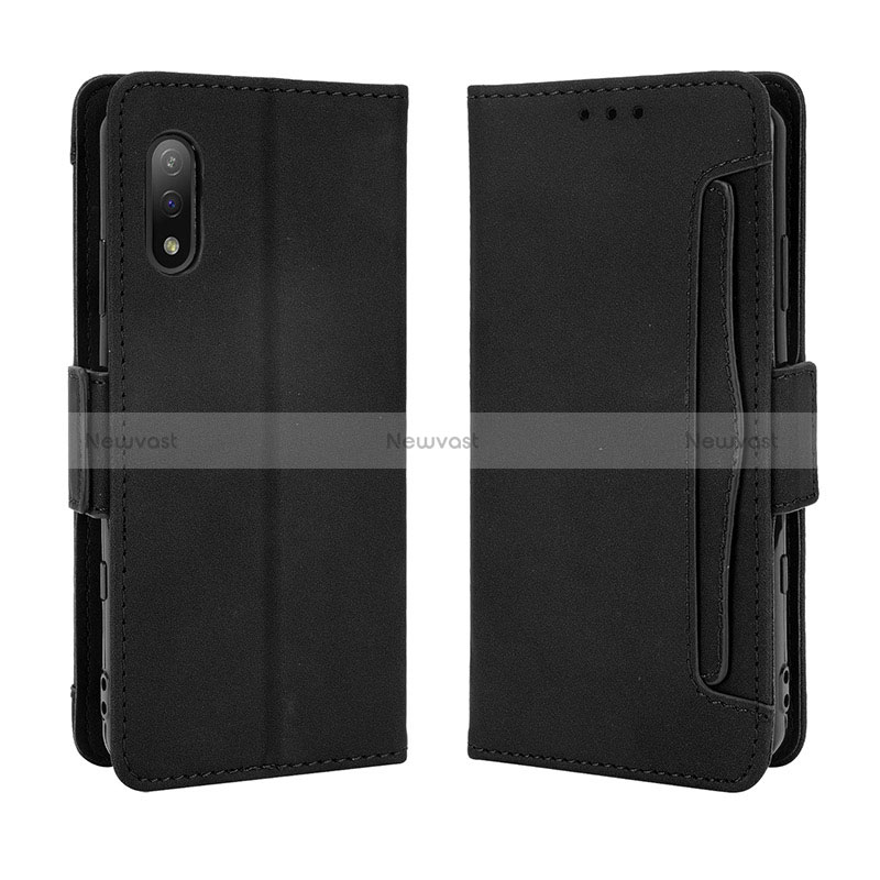 Leather Case Stands Flip Cover Holder BY3 for Sony Xperia Ace II Black