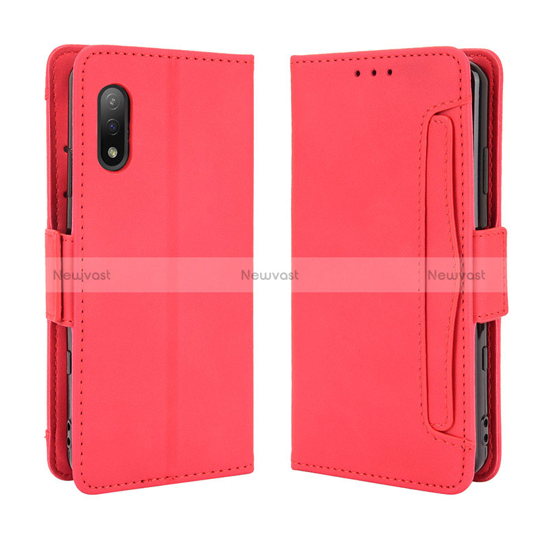 Leather Case Stands Flip Cover Holder BY3 for Sony Xperia Ace II SO-41B Red