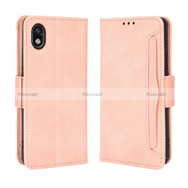 Leather Case Stands Flip Cover Holder BY3 for Sony Xperia Ace III SOG08 Pink