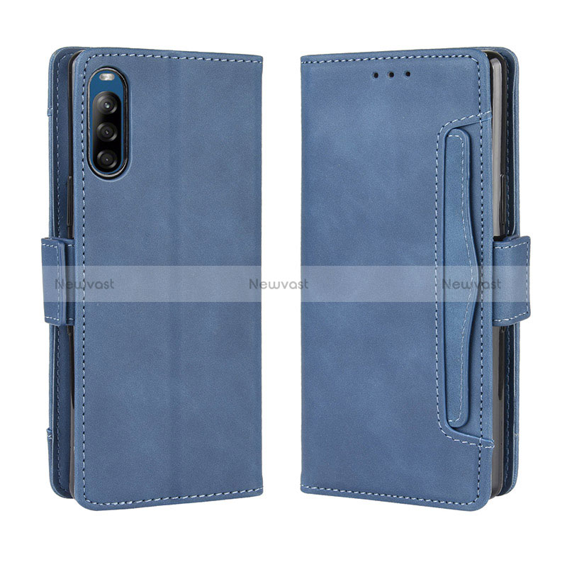 Leather Case Stands Flip Cover Holder BY3 for Sony Xperia L4 Blue