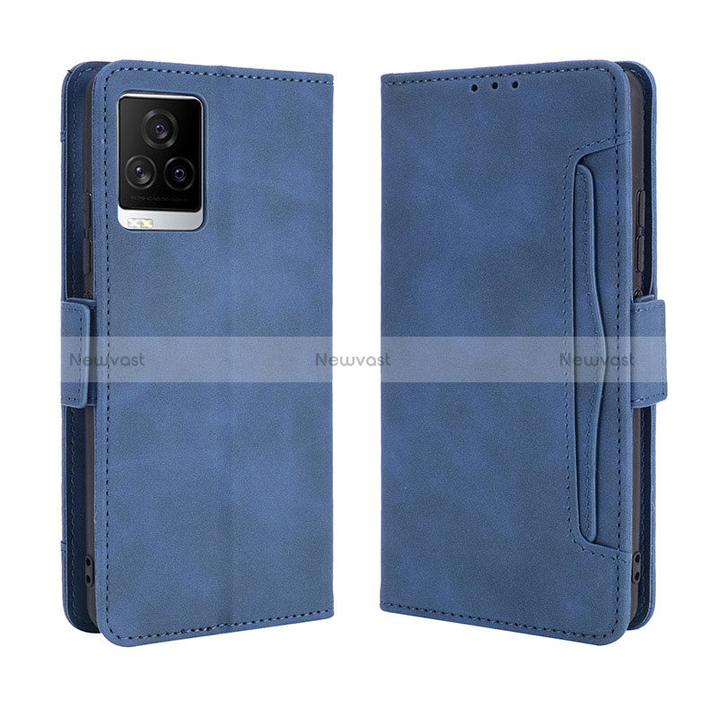 Leather Case Stands Flip Cover Holder BY3 for Vivo iQOO 7 Legend 5G Blue