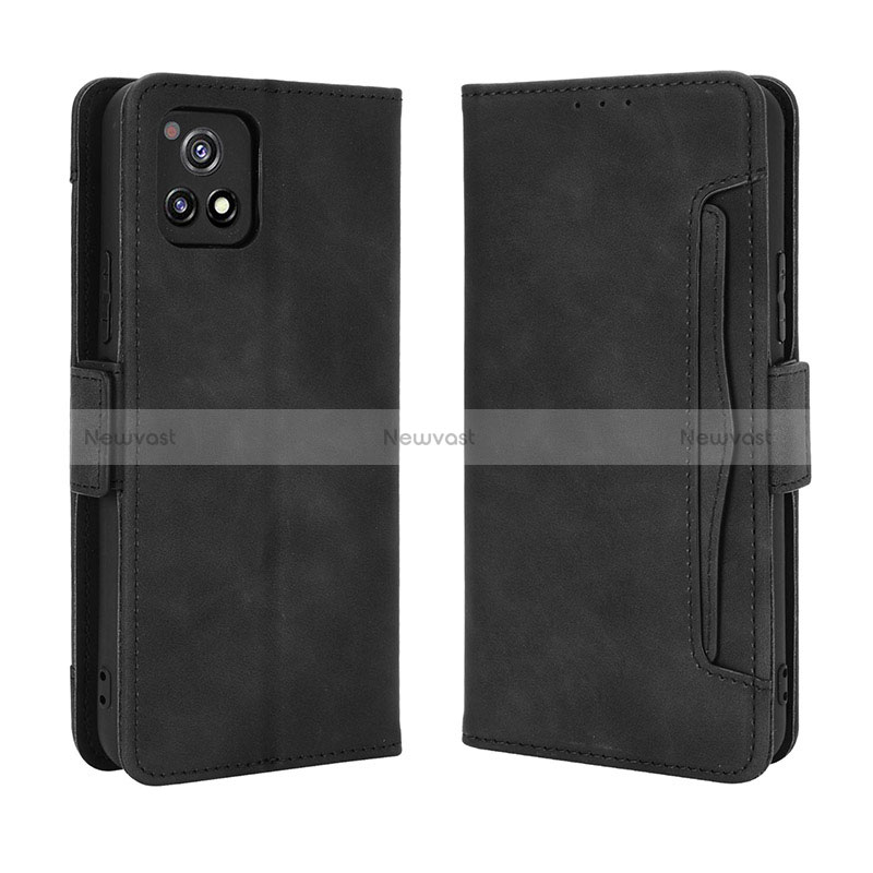 Leather Case Stands Flip Cover Holder BY3 for Vivo iQOO U3 5G Black